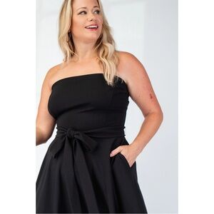 Strapless Maxi Dress with Bow Tie Waist – Plus Size
